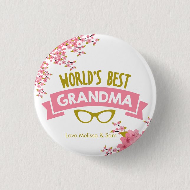 World's Best Grandma personalise 3 Cm Round Badge (Front)