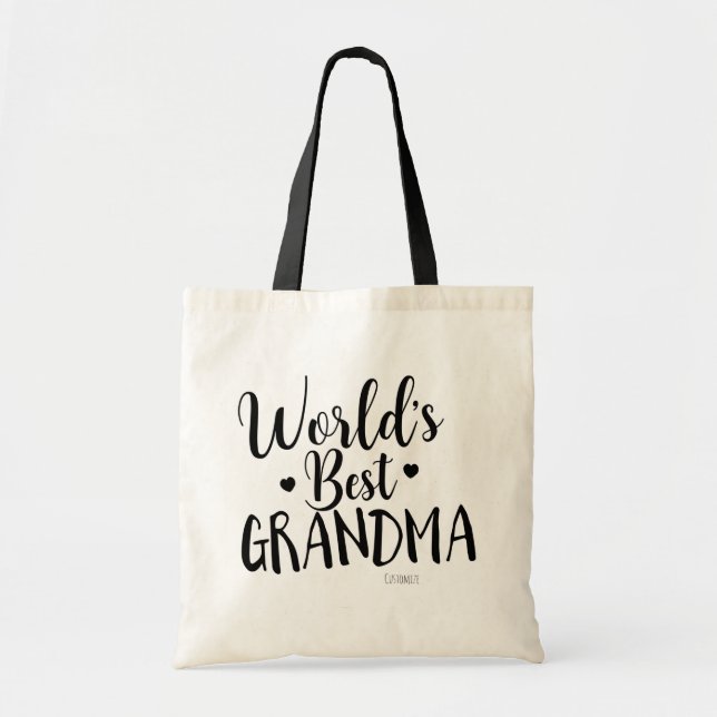 WORLD'S BEST GRANDMA Personalised Custom Name Tote Bag (Front)