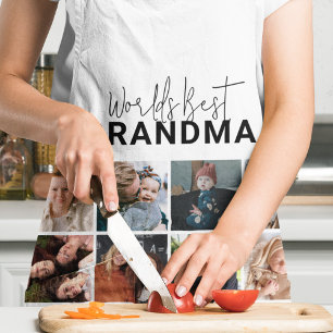 Worlds Best Grandma   Photo Collage Apron