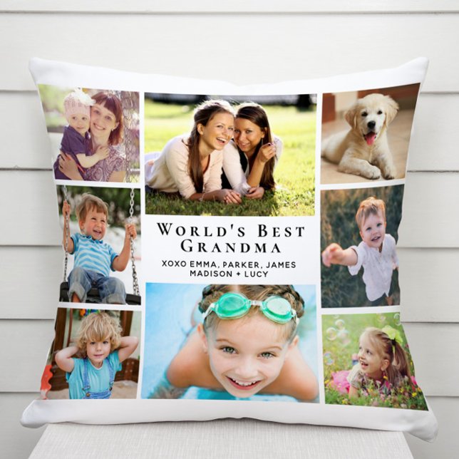 World's Best Grandma Photo Collage Personalised Cushion (Creator Uploaded)