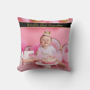 World's Best Grandma Photo Throw Pillow