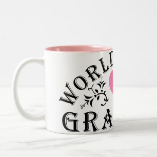 World's Best Grandma Pink Heart Two-Tone Coffee Mug