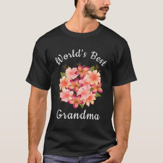Worlds Best Grandma Pink Peach Flower Grandma Gift T-Shirt