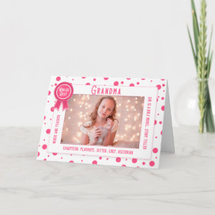 World's Best Grandma Pink Photo Grandparents Day Card