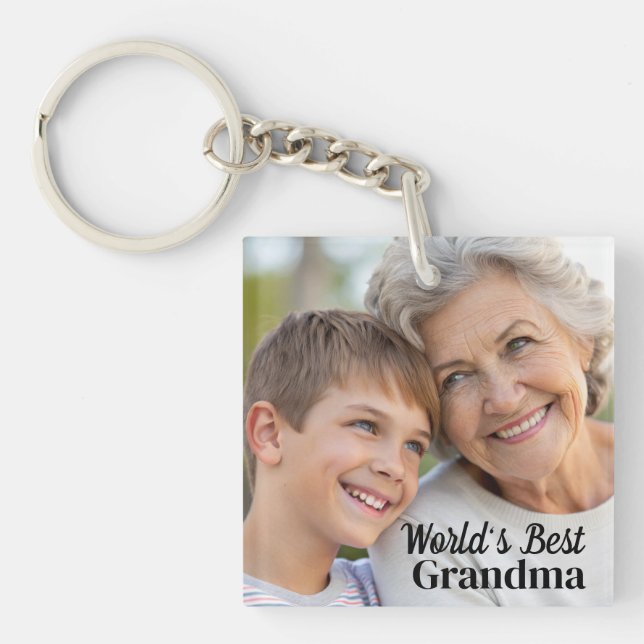 World's best Grandma simple personnalized Keychain (Front)