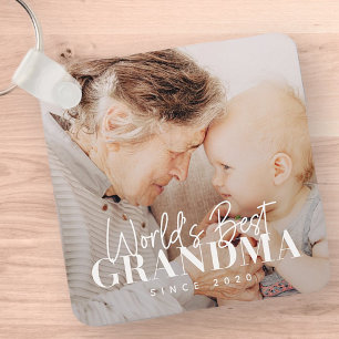 World's Best Grandma Since 20XX Simple Chic Photo Key Ring