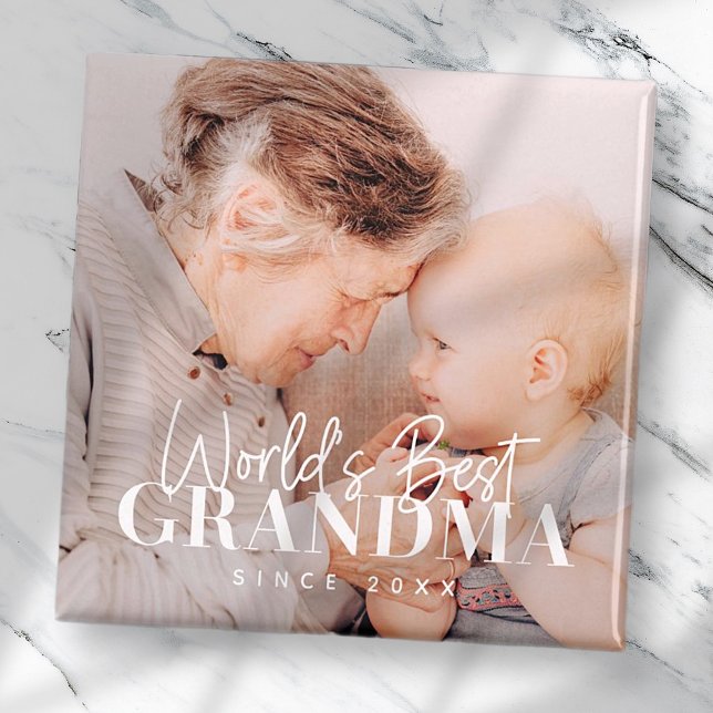 World's Best Grandma Since 20XX Simple Chic Photo Magnet (Creator Uploaded)