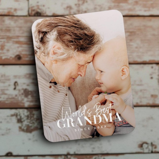 World's Best Grandma Since 20XX Simple Chic Photo Magnet (Creator Uploaded)