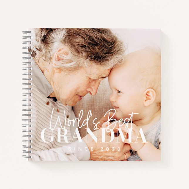 World's Best Grandma Since 20XX Simple Chic Photo Notebook (Front)