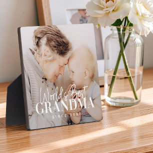 World's Best Grandma Since 20XX Simple Chic Photo Plaque