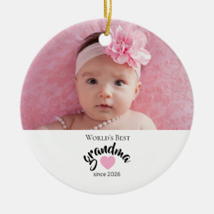 Worlds Best Grandma Since Year Photo Cute Ceramic Tree Decoration