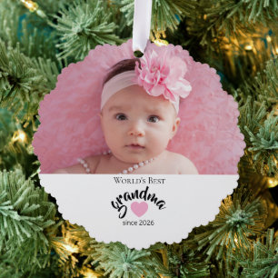 Worlds Best Grandma Since Year Photo Cute  Tree Decoration Card