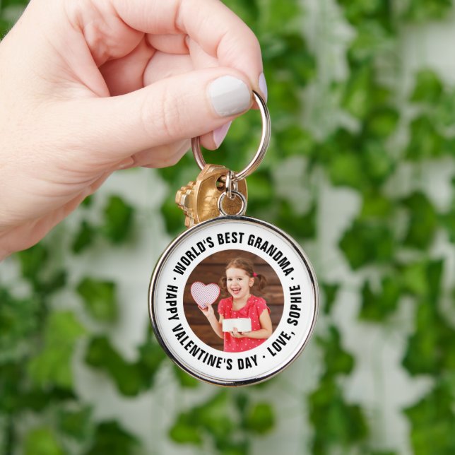 World's Best Grandma Valentine's Day Photo Gift Ke Key Ring (Hand)