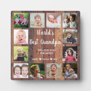 World's Best Grandpa 12 Photo Collage Pallet Wood Plaque