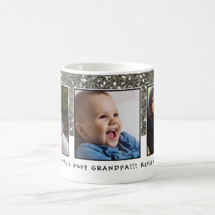 World's Best Grandpa 3 Photo Collage Custom Name Coffee Mug