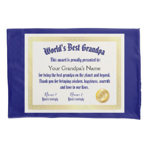 World's best grandpa award certificate pillowcase