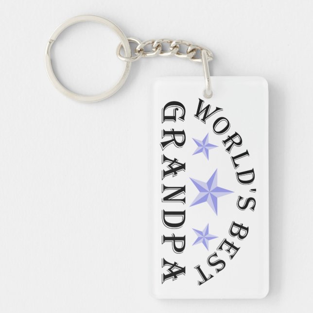Worlds' Best Grandpa Blue Stars Key Ring (Front)