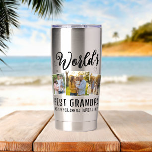 World's Best Grandpa Custom 3 Photo Collage Insulated Tumbler