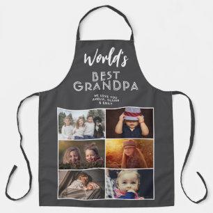 World's Best Grandpa Custom 6 Photo Collage Apron
