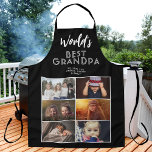 World's Best Grandpa Custom 6 Photo Collage Apron<br><div class="desc">World's Best Grandpa Custom 6 Photo Collage Apron. 6 photos and World's best grandpa in modern white typography on a black background. Personalise the apron with your photos. Great gift and a sweet keepsake for a grandpa for Father`s Day,  birthday or Christmas.</div>