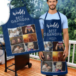 World's Best Grandpa Custom 6 Photo Collage Apron<br><div class="desc">World's Best Grandpa Custom 6 Photo Collage Apron. 6 photos and World's best grandpa in modern white typography on a blue background. Personalise the apron with your photos. Great gift and a sweet keepsake for a grandpa for Father`s Day,  birthday or Christmas.</div>
