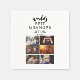 World's Best Grandpa Custom 6 Photo Collage Napkin