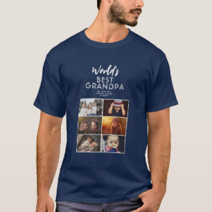 World's Best Grandpa Custom 6 Photo Collage T-Shirt