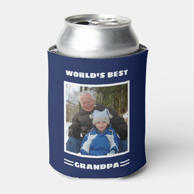 World's Best Grandpa Custom Photo Personalised Can Cooler (Can Front)
