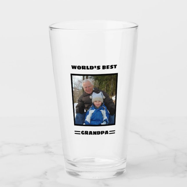 World's Best Grandpa Custom Photo Personalised Glass (Front)