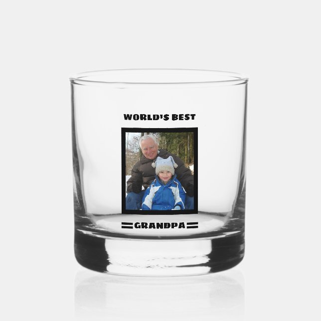 World's Best Grandpa Custom Photo Personalised Whiskey Glass (Front)