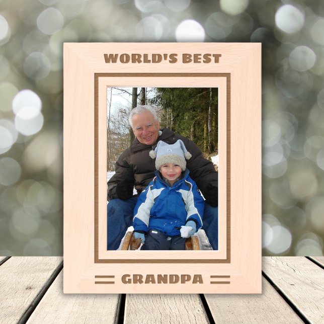 World's Best Grandpa Custom Text Father's Day Cool Etched Frames (Creator Uploaded)