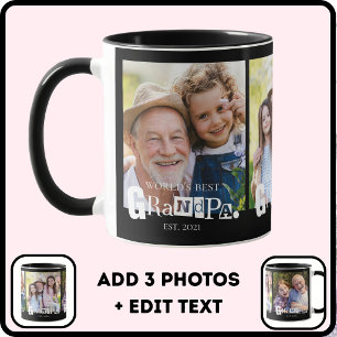 World's Best Grandpa Est Year 3 Photo Collage Mug