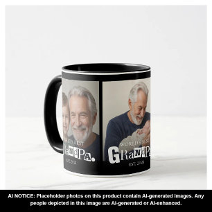 World's Best Grandpa Est Year 3 Photo Collage Mug