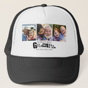 World's Best Grandpa Est Year 3 Photo Collage Trucker Hat