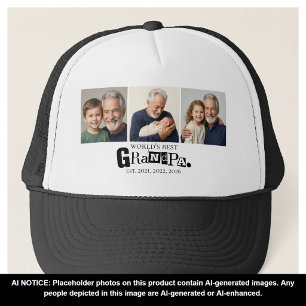 World's Best Grandpa Est Year 3 Photo Collage  Trucker Hat