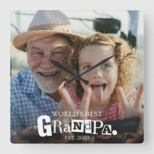 World's Best Grandpa Established Gift For Grandad Square Wall Clock