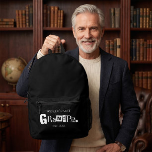 World's Best Grandpa Established Year Fun Saying  Printed Backpack