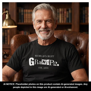World's Best Grandpa Established Year Fun Saying T-Shirt