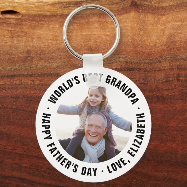 World's Best Grandpa Father's Day Photo Gift Key Ring (Front)