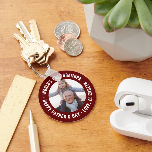World's Best Grandpa Father's Day Photo Gift Key Ring (Desk)