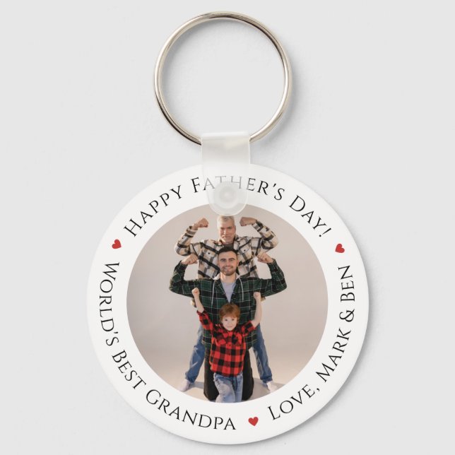 Worlds Best Grandpa Funny Photo Custom Fathers Day Key Ring (Front)