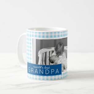 World's Best Grandpa Gingham Personalised Photo Coffee Mug