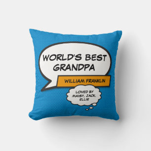 World's Best Grandpa Grandad Fun Cool Blue Cushion