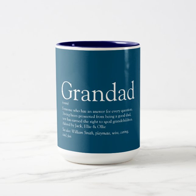 Worlds Best Grandpa Grandad Papa Definition Two-Tone Coffee Mug (Center)