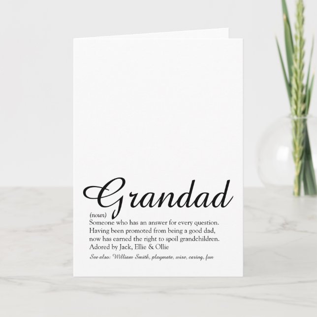 Worlds Best Grandpa, Grandfather Definition Script Card (Front)