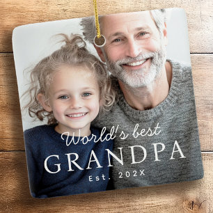 World's best grandpa grandfather est year photo ceramic ornament
