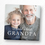 World's best grandpa grandfather est year photo magnet<br><div class="desc">Fridge magnet featuring your custom photo and the text "World's best grandpa" with custom year or other text below.</div>