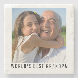World's Best Grandpa Grandfather Grandkid Photo  Stone Coaster
