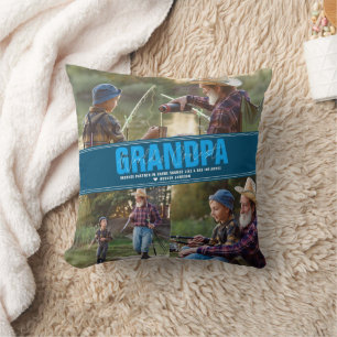 World's Best Grandpa   Modern Photo Collage Cushion