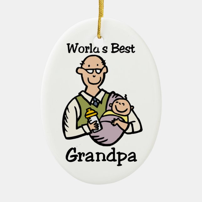 World's Best Grandpa ormanent Ceramic Tree Decoration (Front)